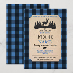 Lumberjack ANY LEEFTIENE BURG Blue Flannel Invite Kaart