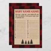 Lumberjack Baby Naam Douche Game Rood Plaid Programma (Voorkant / Achterkant)