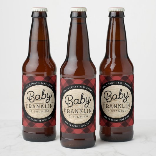 Lumberjack Baby shower Buffalo Check Beer Fles L Bier Etiket (Flessen)