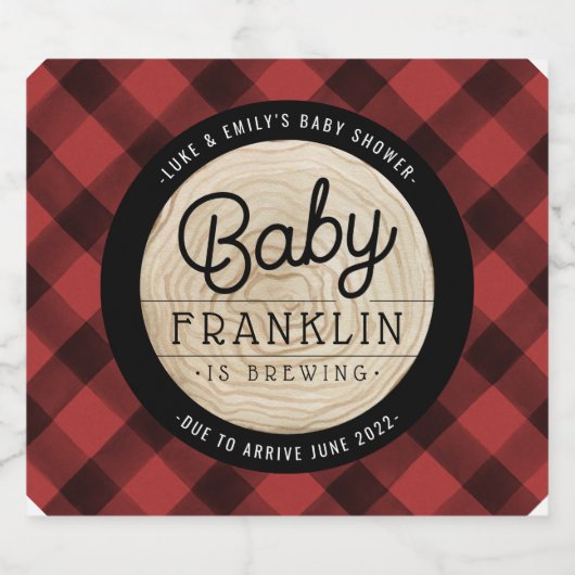 Lumberjack Baby shower Buffalo Check Beer Fles L Bier Etiket (Enkel label)