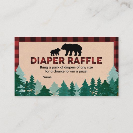 Lumberjack Baby shower Diaper Raffle Visitekaartje (Voorkant)