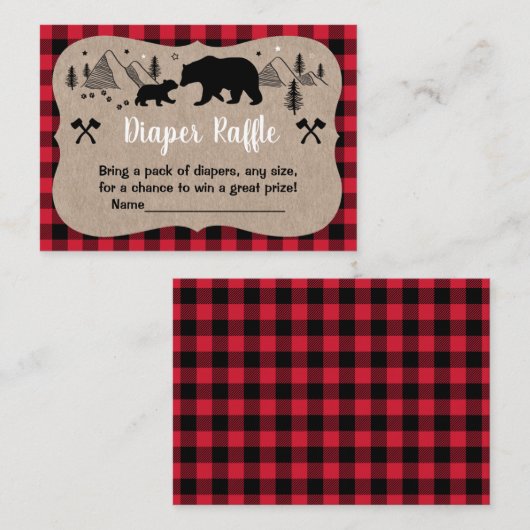 Lumberjack Baby shower Rustisch Beer — luieraffle Informatiekaartje (Voorkant / Achterkant)