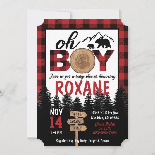 Lumberjack Baby shower uitnodigen Kaart (Voorkant)