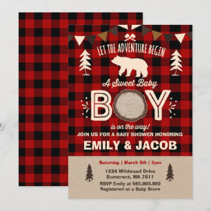 Lumberjack Baby shower Uitnodiging Lumberjack Part