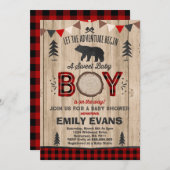 Lumberjack Baby shower Uitnodiging Lumberjack Part (Voorkant / Achterkant)