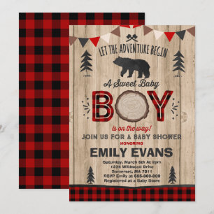 Lumberjack Baby shower Uitnodiging Lumberjack Part