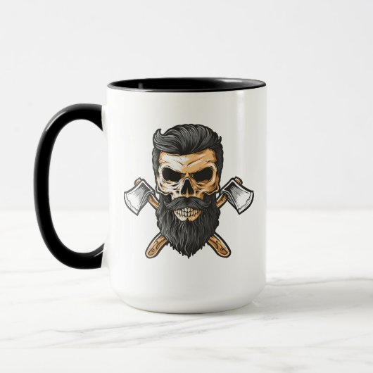 Lumberjack Bearded Skull Crossed Axes Mok (Links)