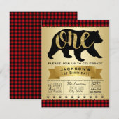 Lumberjack Beer 1e verjaardag Uitnodigingen (Voorkant / Achterkant)