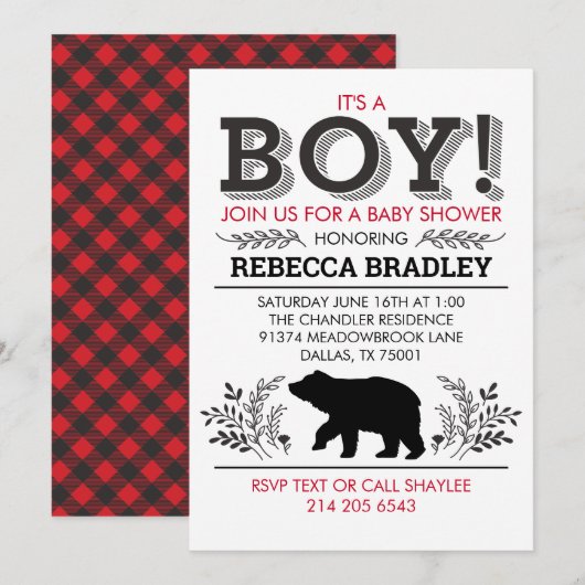 Lumberjack Beer Baby shower Invitation Kaart (Voorkant / Achterkant)