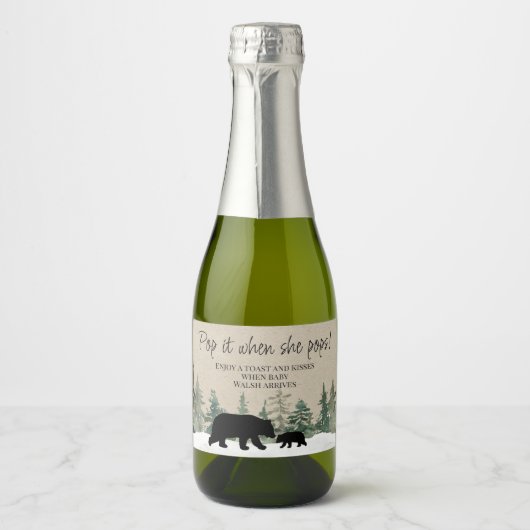 Lumberjack Beer Baby shower Pop Het Mousserende Wi Sparkling Wijnetiket (Voorkant)