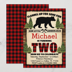 Lumberjack Beer Birthday Party Invitation Two 2nd Kaart