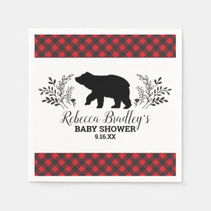 Lumberjack Beer Buffalo Plaid Boy Baby shower Servet