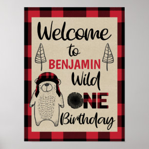 Lumberjack beer in het wild welkom op één verjaard poster