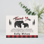 Lumberjack Beren Baby shower Hartelijk dank Bedankkaart (Staand voorkant)