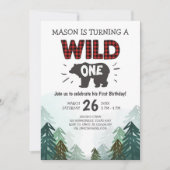 Lumberjack Birthday Invitation Wild One Forest Kaart (Voorkant)