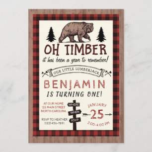 Lumberjack Birthday Invitation Woodland Birthday Kaart