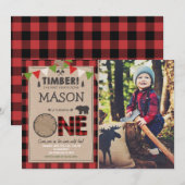 Lumberjack Birthday Invitation Woodland Birthday Kaart (Voorkant / Achterkant)
