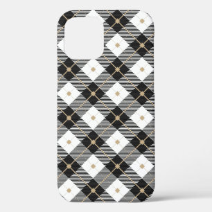 Lumberjack Black White Play Patroon iPhone 12 Pro Hoesje
