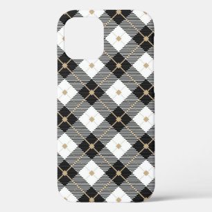 Lumberjack Black White Play Patroon iPhone 12 Pro Hoesje