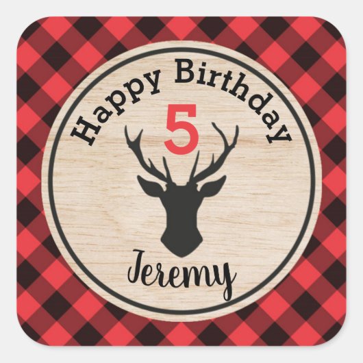 Lumberjack Boy Anniversaire Fête Favoriser Sticker (Devant)