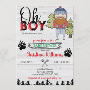 Lumberjack Boy Flannel Buffalo Plaid Baby shower Kaart
