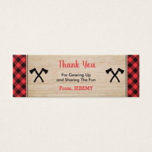 Lumberjack Boy Verjaardagsfeestje Favor Bag Label Mini Visitekaartjes