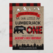 Lumberjack Boys Première Invitation d'anniversaire (Devant / Derrière)