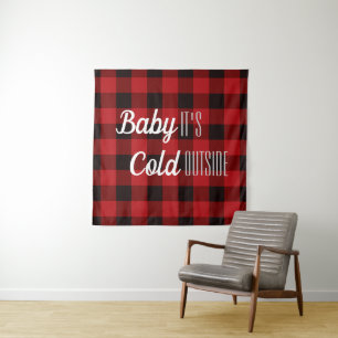 Lumberjack Buffalo plaid baby Het is koud buiten Wandkleed