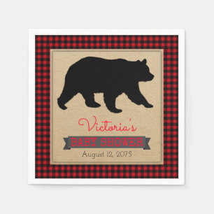 Lumberjack Buffalo Plaid Beer Baby shower Servetten