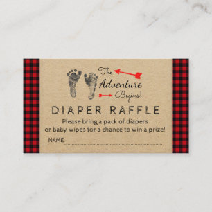 Lumberjack Buffalo Plaid Boys Luier Raffle Ticket Informatiekaartje