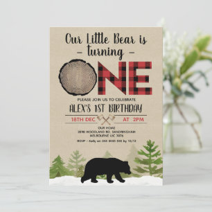 Lumberjack Buffalo Plaid Little Beer 1st Birthday Kaart