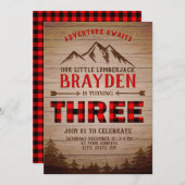 Lumberjack Buffalo Plaid Outdoor Derde Verjaardag Kaart (Voorkant / Achterkant)