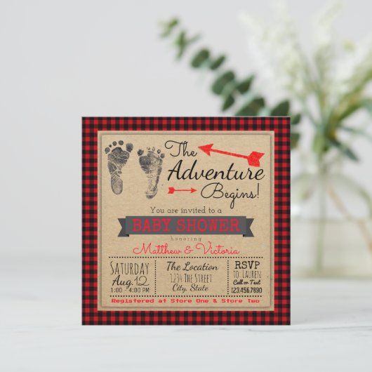 Lumberjack Buffalo Play Boys Boho Baby shower Kaart (Staand voorkant)