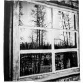 Lumberjack Cabin Window/B W Grainy Douchegordijn (Voorkant)
