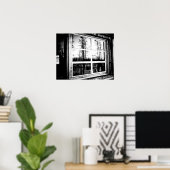 Lumberjack Cabin Window/B W Grainy Poster (Thuiskantoor)