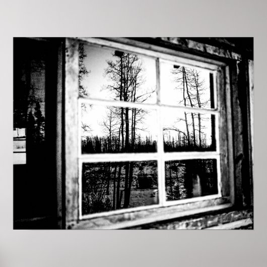 Lumberjack Cabin Window/B W Grainy Poster (Voorkant)