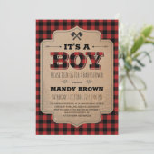 Lumberjack C'est un Baby shower garçon Invitation (Debout devant)