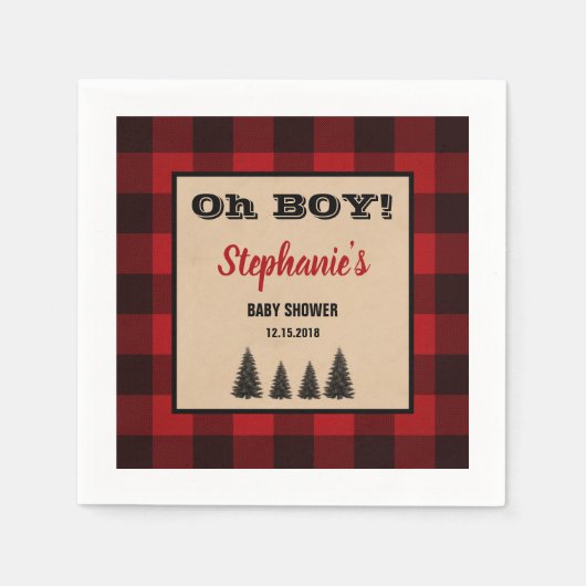 Lumberjack Cocktail Baby shower Napkins Pset Servet (Voorkant)