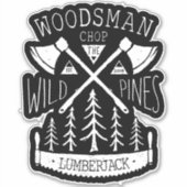 Lumberjack Crossed Axes Zw Pine Trees personaliser Sticker (Voorkant)