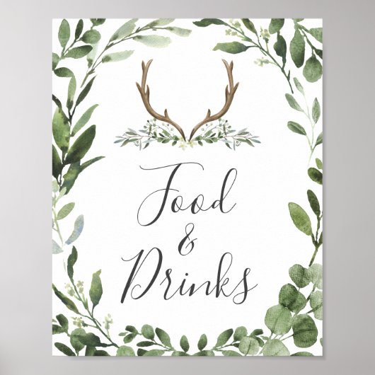 Lumberjack Deer Baby shower Food and Drinken Sign Poster (Voorkant)
