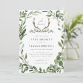 Lumberjack Deer Baby shower Invitation Kaart (Staand voorkant)