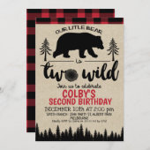 Lumberjack Deux ours sauvages Invitation 2e annive (Devant / Derrière)