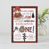 Lumberjack First Birthday Invitation, 1st Invite Kaart (Staand voorkant)