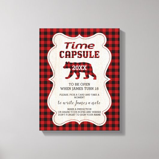 Lumberjack First Birthday Time Capsule Sign Canvas Afdruk (Voorkant)