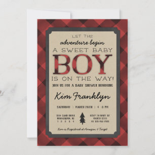 Lumberjack Flannel Boy Baby shower Invitation