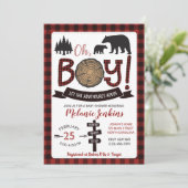 Lumberjack Flannel Garçon Baby shower Invitation O (Debout devant)