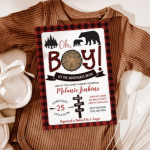 Lumberjack Flannel Garçon Baby shower Invitation O