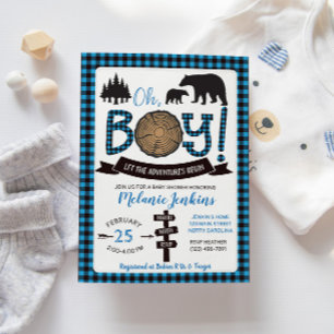 Lumberjack Flannel Garçon Baby shower Invitation O