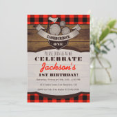 Lumberjack Flannel Woodsy Boy Invitation d'anniver (Debout devant)