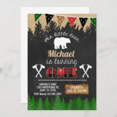Lumberjack garçon 1er invitation de premier annive (Devant / Derrière)